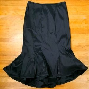 NWT Vintage Tadashi Shoji Black Stretch Satin Fitted Flare Mermaid Skirt Size 4
